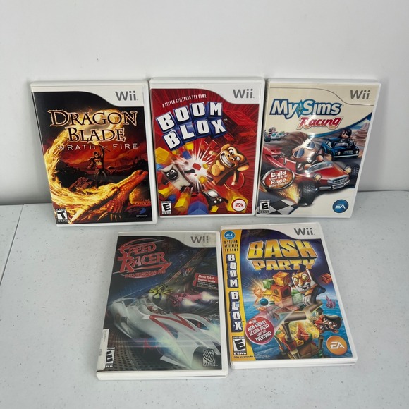 Nintendo Other - Nintendo Wii 5 Game Bundle Boom Blox Bash Party MySims Racing Speed Racer Dragon